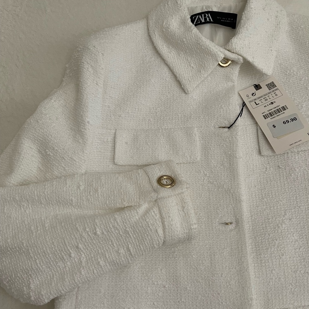 Zara Cropped Tweed Jacket Size Large